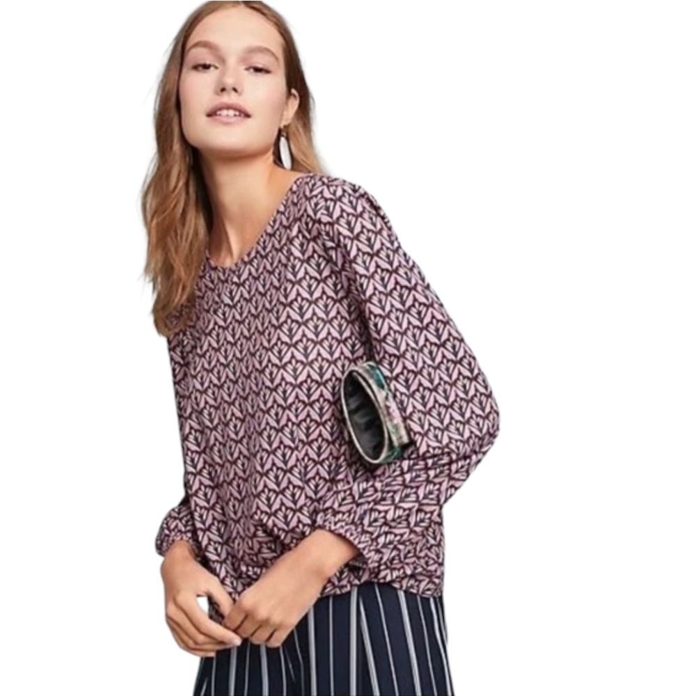 Anthropologie Sunday in Brooklyn Twist Knot Front Top Blouse Purple Size Small